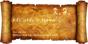 Káplár Hanna névjegykártya